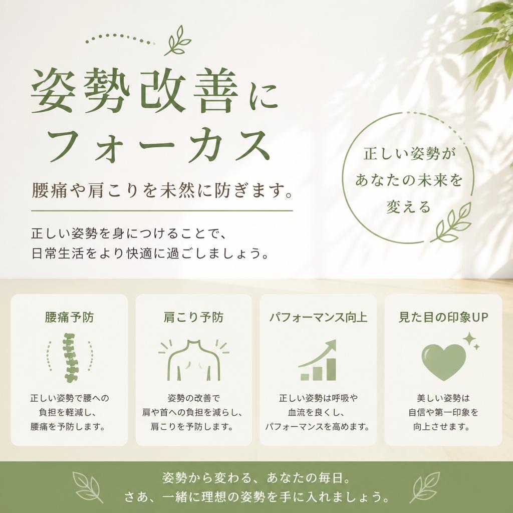姿勢改善で身体の不調を解消