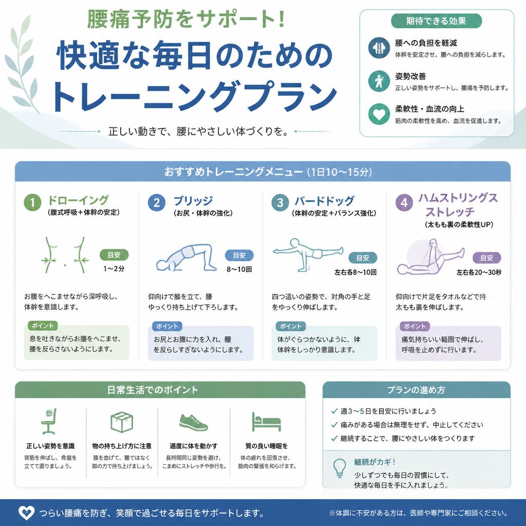 腰痛予防をサポート！快適な毎日のためのトレーニングプラン