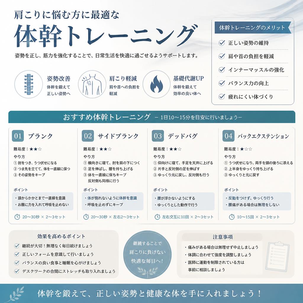 肩こり解消！体幹トレーニングの魅力