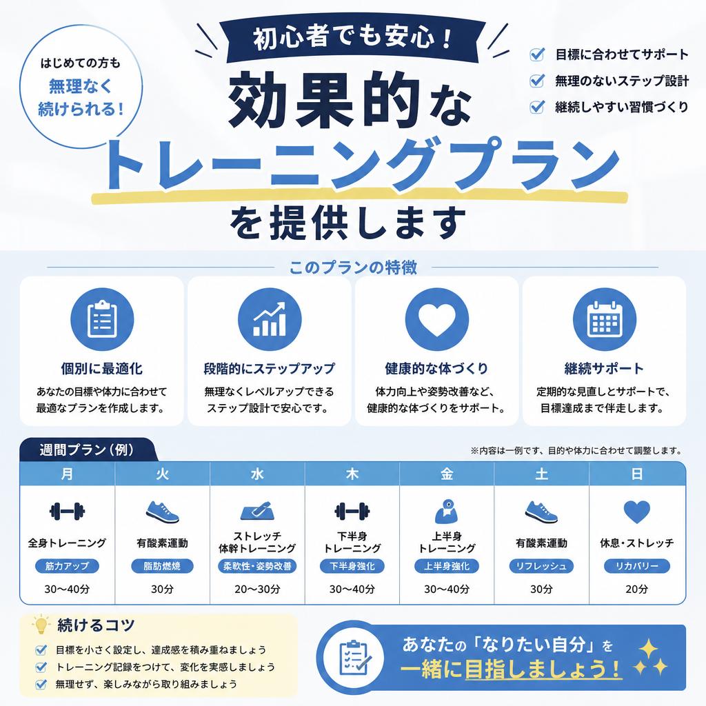 初心者でも安心！効果的なトレーニングプランを提供します
