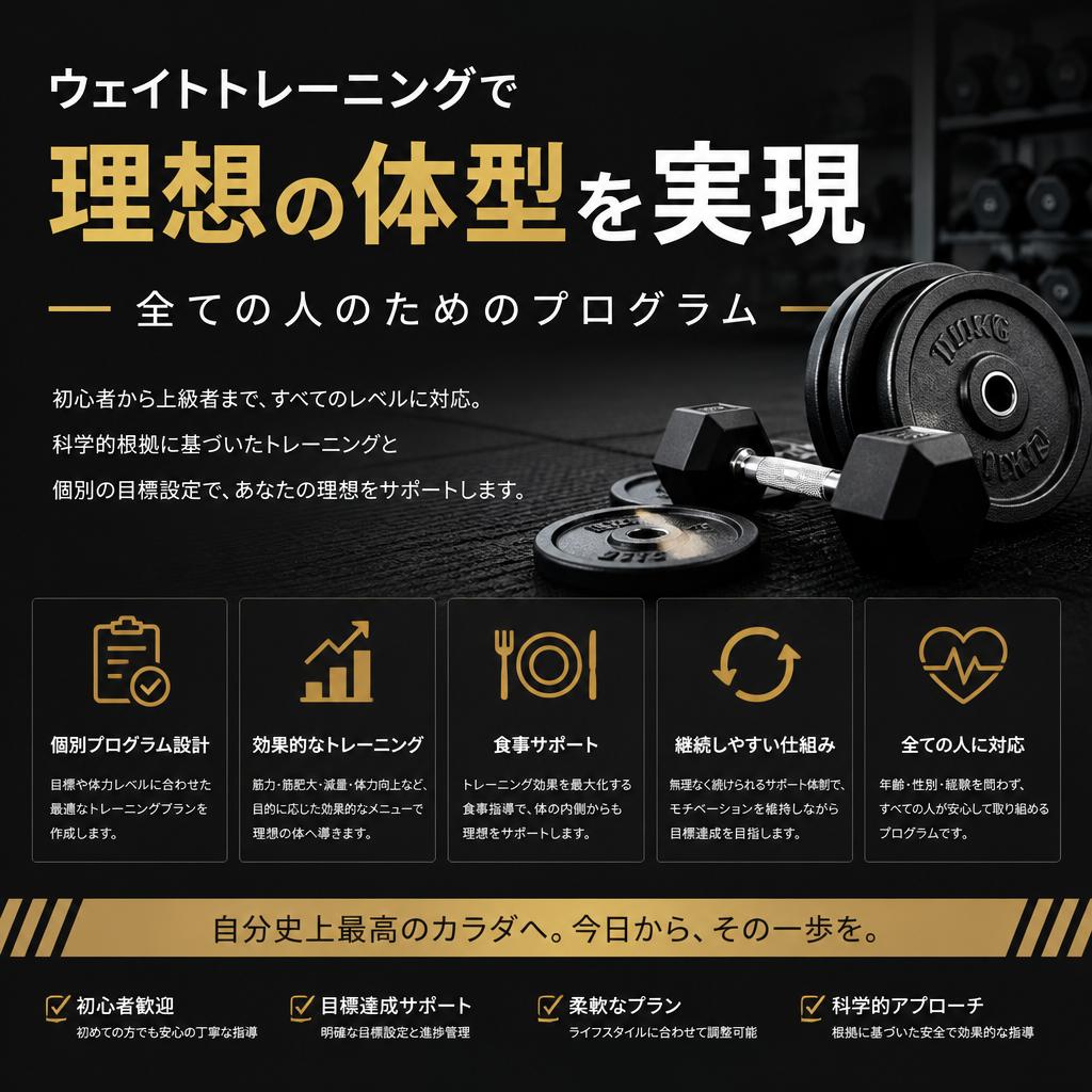 ウェイトトレーニングで理想の体型を実現、全ての人のためのプログラム
