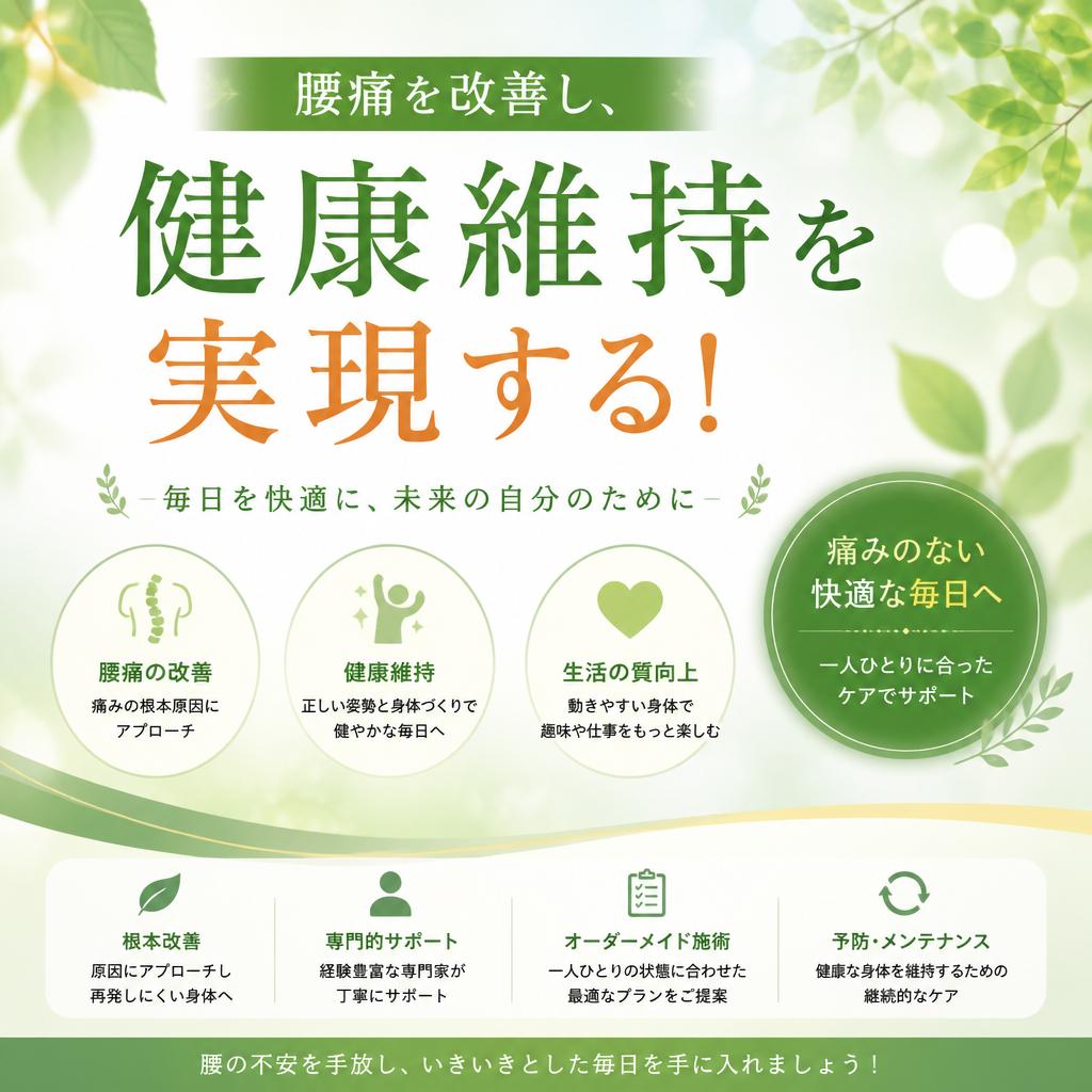 腰痛を改善し、健康維持を実現する！