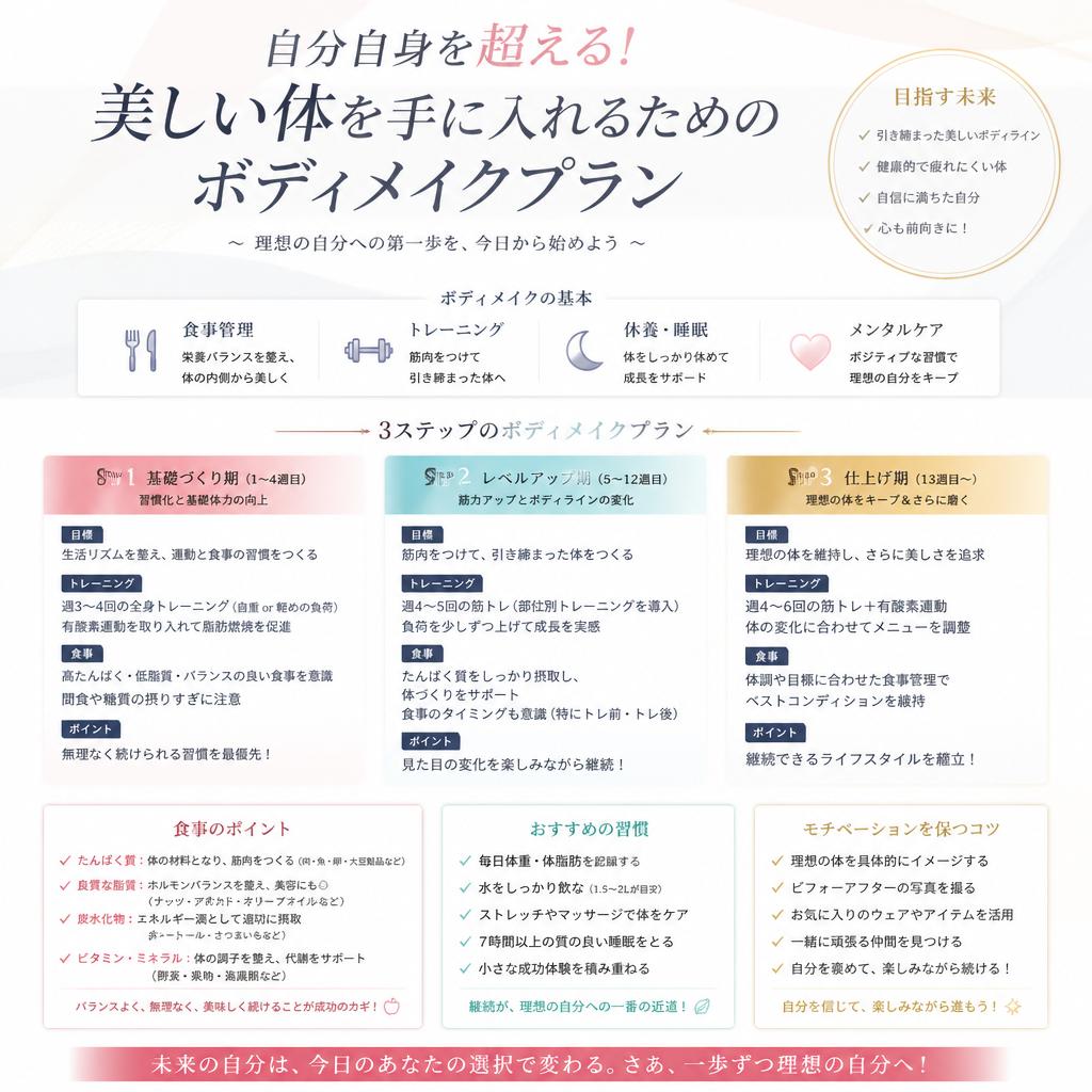 自分自身を超える！美しい体を手に入れるためのボディメイクプラン