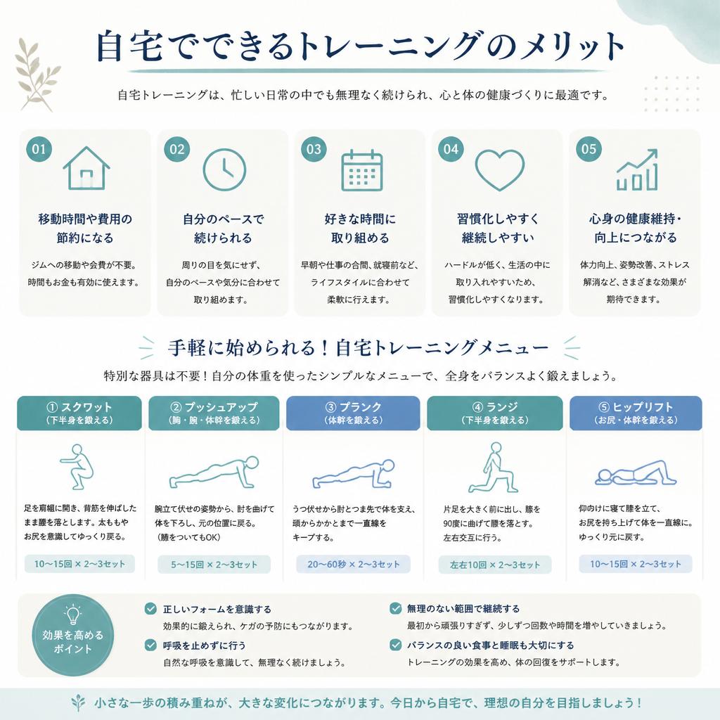 4. 自宅トレーニングのメリット