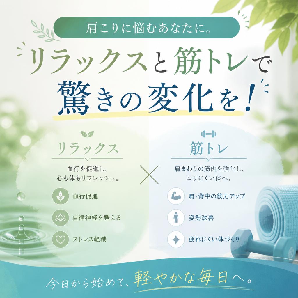 肩こりに悩むあなたに。リラックスと筋トレで驚きの変化を！
