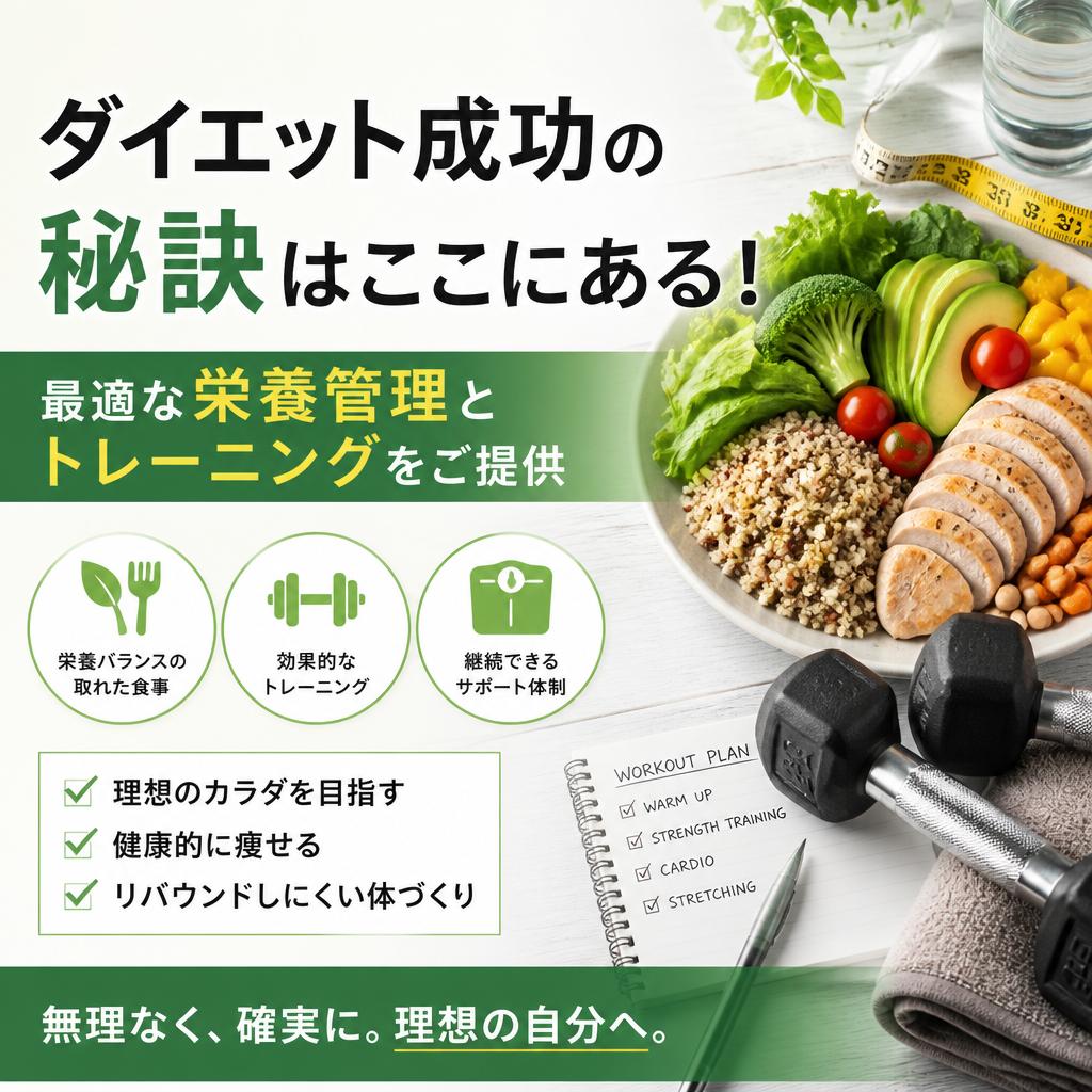 ダイエット成功の秘訣はここにある！最適な栄養管理とトレーニングをご提供