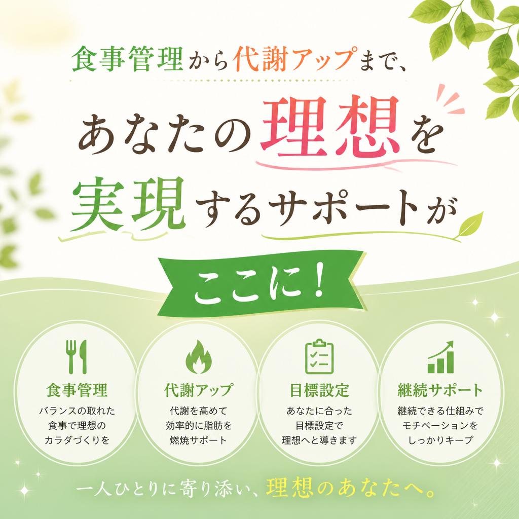 食事管理から代謝アップまで、あなたの理想を実現するサポートがここに！