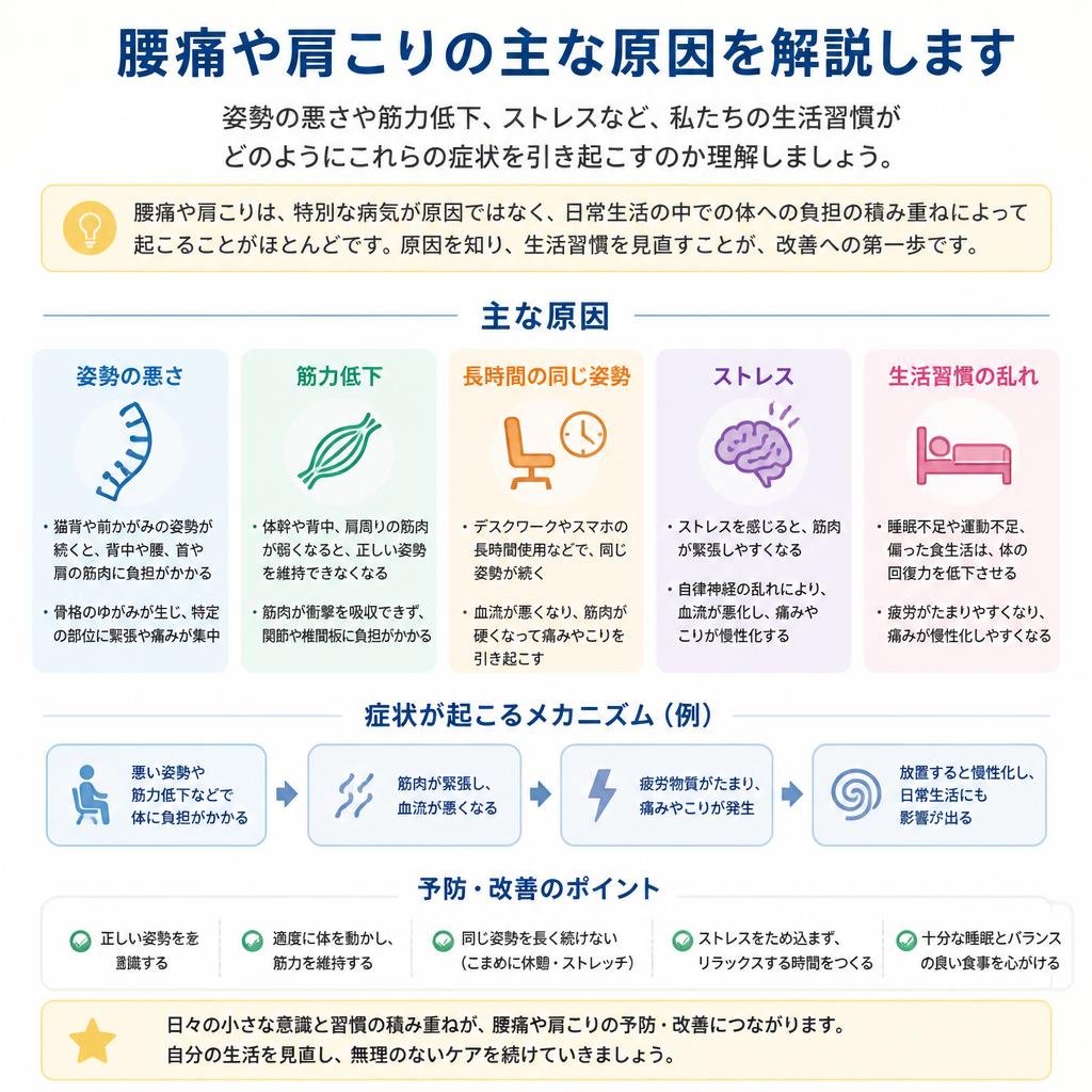 なぜ腰痛や肩こりが起こるのか？