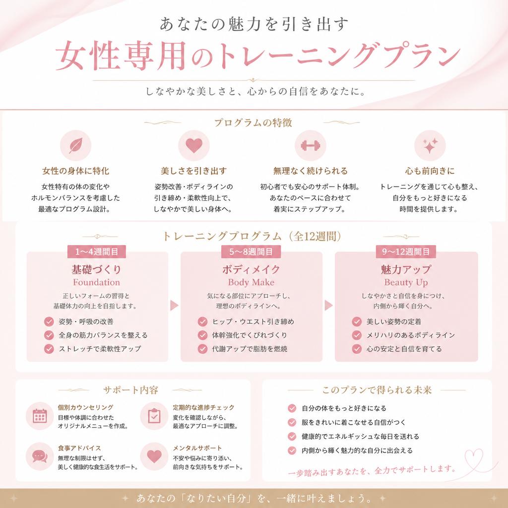あなたの魅力を引き出す、女性専用のトレーニングプラン