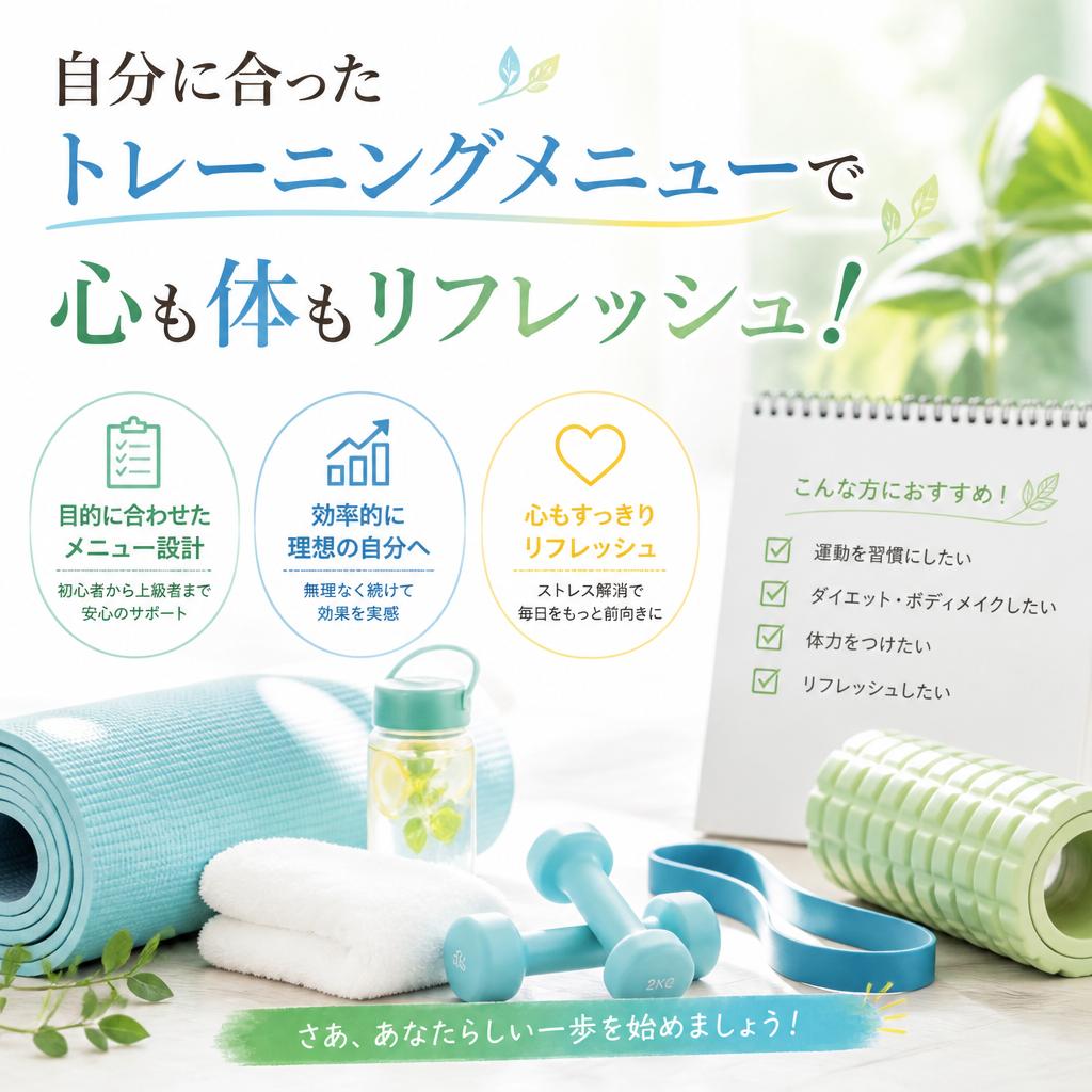 自分に合ったトレーニングメニューで心も体もリフレッシュ！