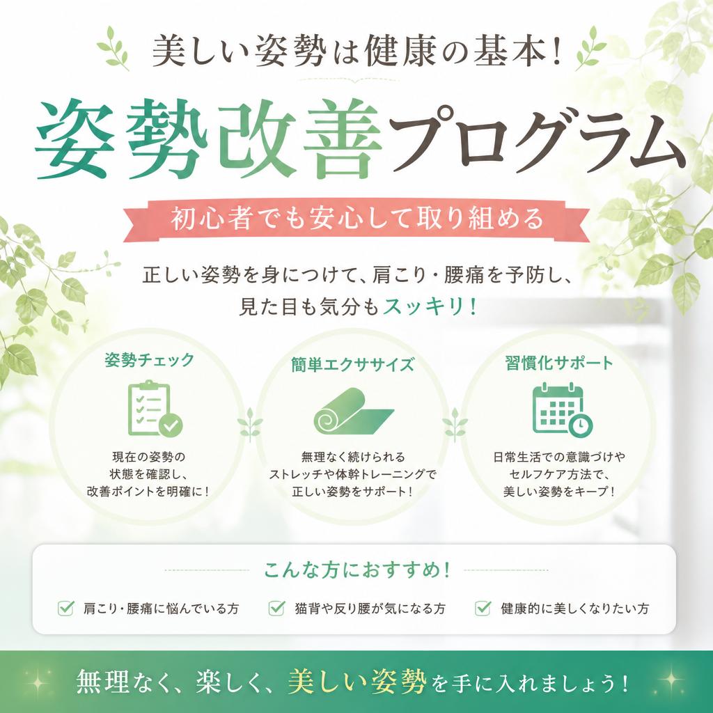 美しい姿勢は健康の基本！初心者でも安心して取り組める姿勢改善プログラム