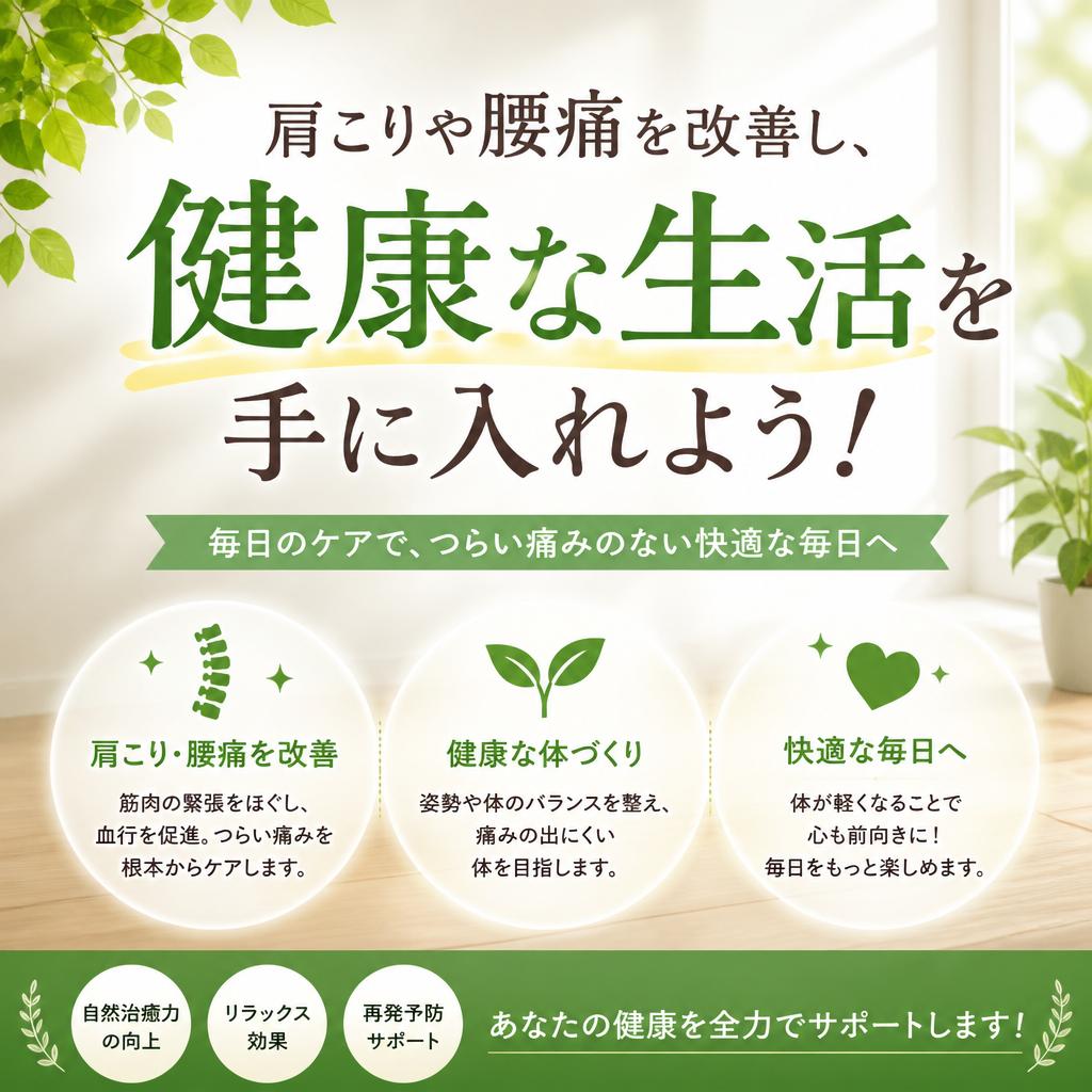 肩こりや腰痛を改善し、健康な生活を手に入れよう！