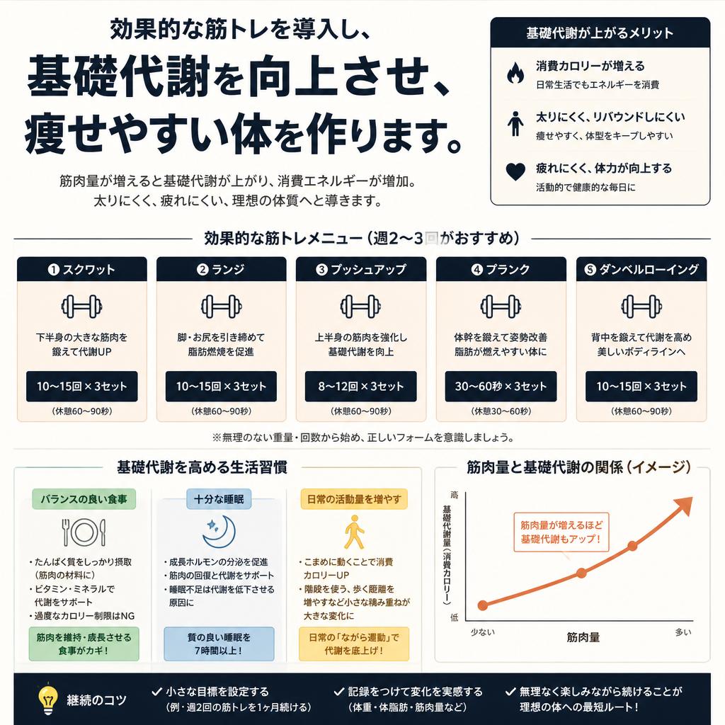 筋力トレーニングで基礎代謝アップ